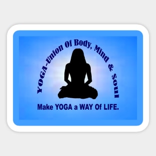 Make YOGA - A Way Of Life - Blue Wall Art. Sticker